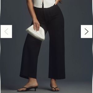 Anthropologie Maeve The Colette Ponte Crop Wide-Leg Pants Stretch Black Size 30